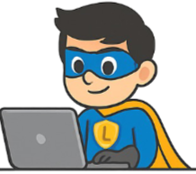 Step-by-step process for purchasing and activating software with cartoon characters in superhero costumes.